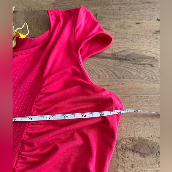 Catherine Malandrino Favorites Hot Pink Ruched Bodycon Midi Dress - Picture 9 of 9